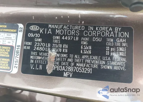 2011 Kia Sportage Lx from USA, damaged, VIN KNDPB3A28B7053291